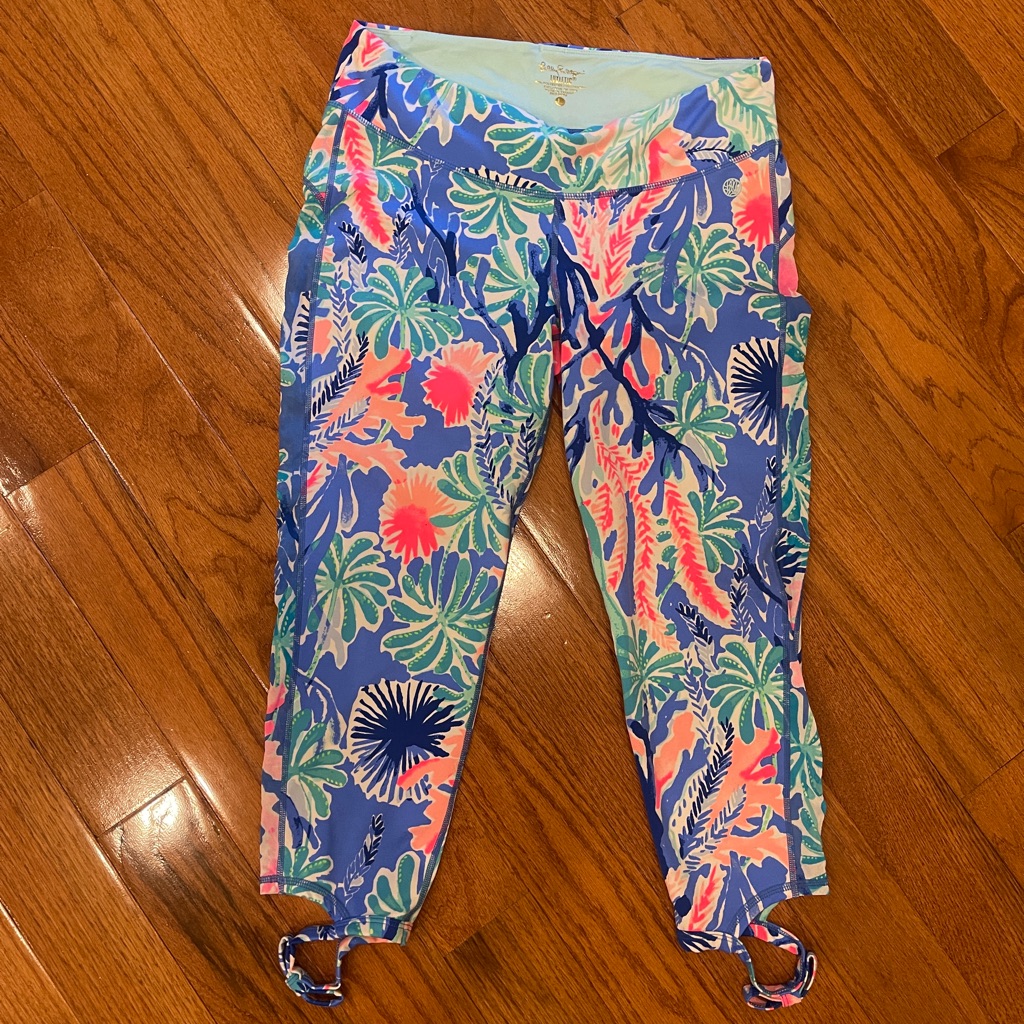 Lilly Pulitzer Gemma Weekender Crop Leggings In Jet Stream Size Large